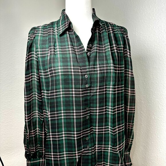 NEW | Ann Taylor Plaid Button Down Shirt – Green with Pink Lines | Size S - Picture 10 of 13